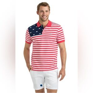Vineyard Vines Men’s USA Flag Red, White and Blue Slim Polo Shirt